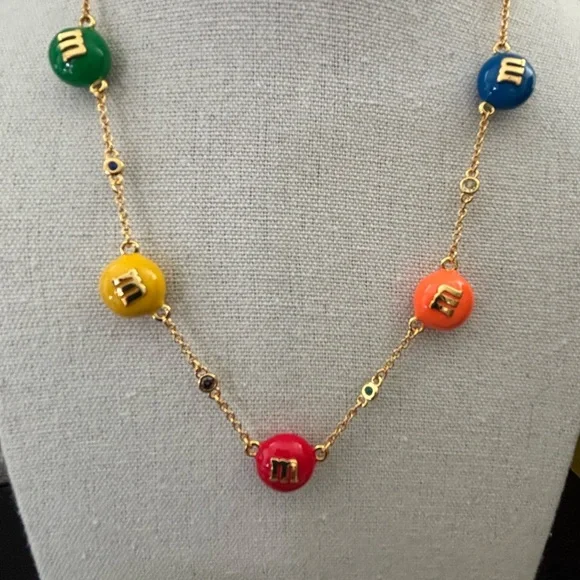 nwot kate spade multicolor M&M-style charm necklace - gold chain - Picture 7 of 7